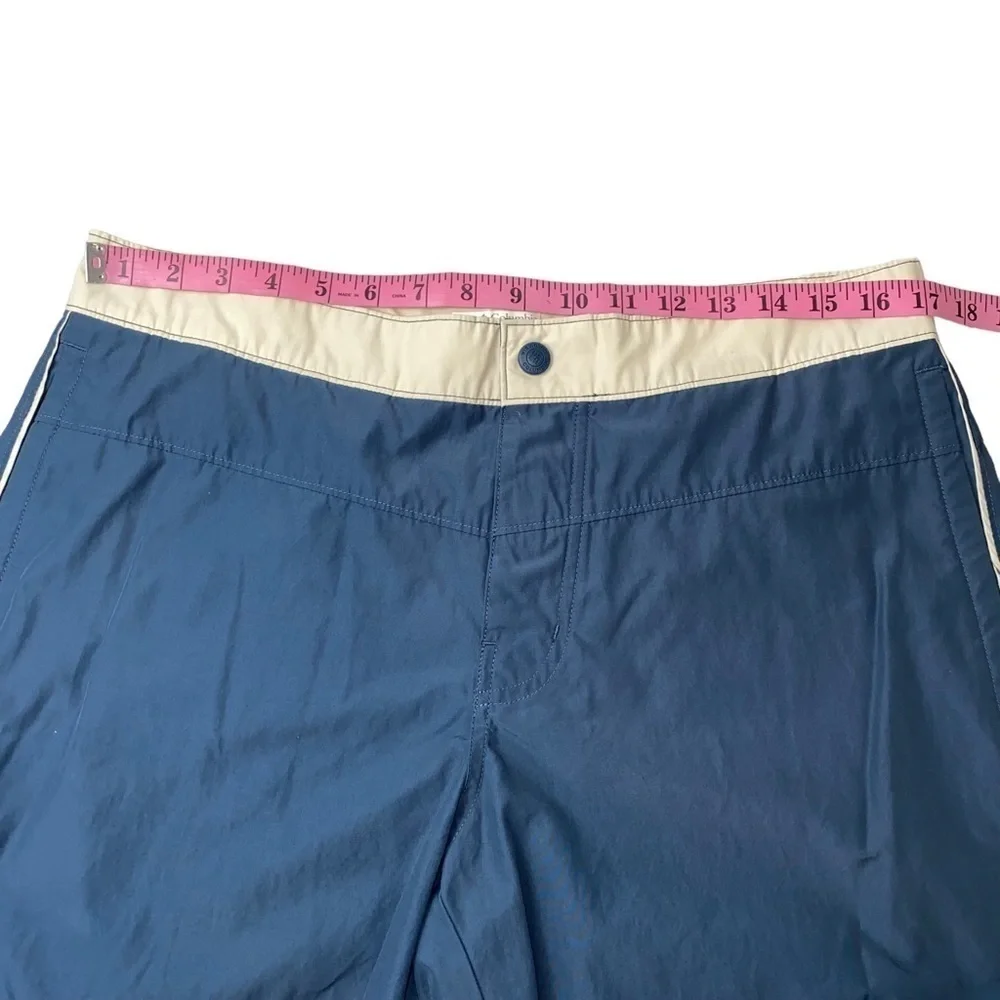 Men`s Columbia Lakedale Cove Blue‎ and Cream Board Shorts Zinc Stone Sz 34